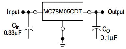 Typical Application Circuit for MC78M05CDT Three-Terminal Positive Voltage Regulators