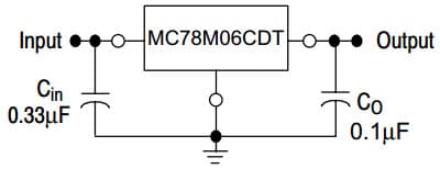 Typical Application Circuit for MC78M06CDT Three-Terminal Positive Voltage Regulators