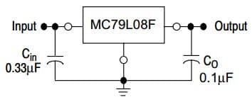 Typical Application Circuit for MC79L08F Three-Terminal Low Current Negative Voltage Regulator