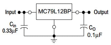 Typical Application Circuit for MC79L12BP Three Terminal Low Current Negative Voltage Regulator