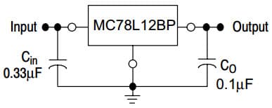 Typical Application Circuit for MC78L12BP Three-Terminal Low Current Positive Voltage Regulator