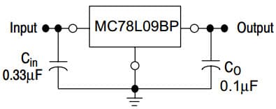 Typical Application Circuit for MC78L09BP Three-Terminal Low Current Positive Voltage Regulator