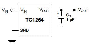 Typical Application for TC1264 800 mA Fixed-Output CMOS LDO with shut-down