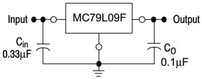 Typical Application Circuit for MC79L09F Three-Terminal Low Current Negative Voltage Regulator