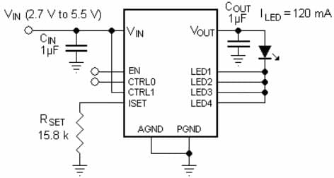 Typical Application with 1-LED for LDS8845 Ultra Low Dropout No Noise LED Driver