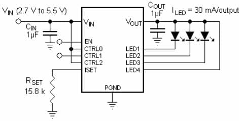 Typical Application with 3-LEDs for LDS8846 Ultra Low Dropout No Noise LED Driver