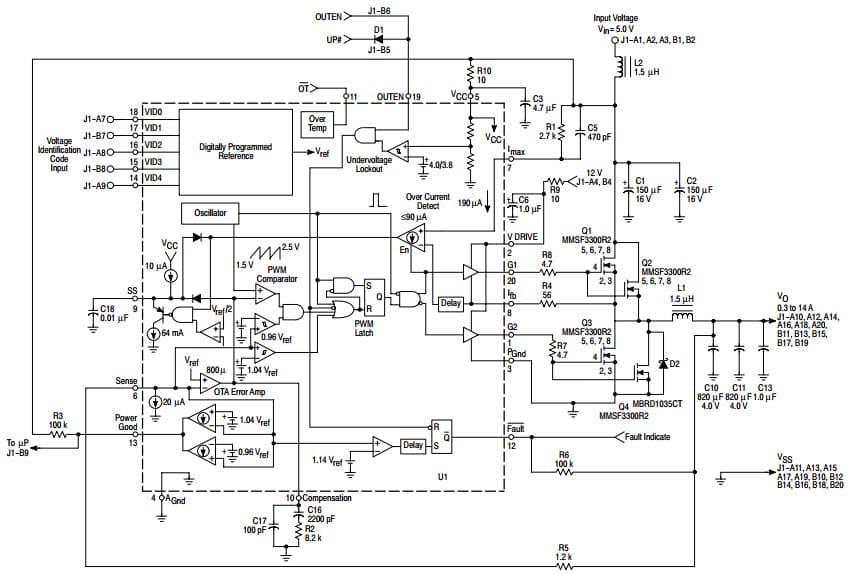 Typical Application for MC33470 Synchronous Rectification DC/DC Converter Programmable Integrated Controller