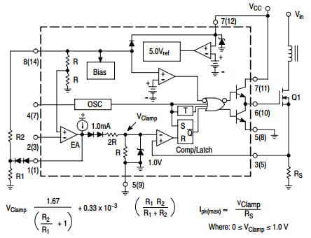 Typical Application Circuit for UC2844 High performance Current Mode Controller