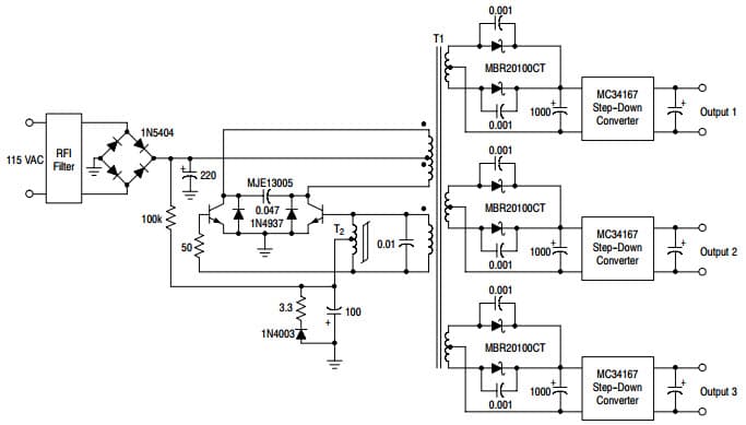 Typical Application for MC33167 Off-Line Preconverter