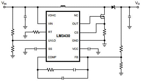 Typical Application Circuit for LM3430 Boost Controller for LED Backlighting