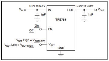 Typical Application Circuit for TPS781 Low-Dropout Linear Regulator