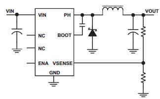 Typical Application Circuit for TPS5450, 5A Wide Input Range, Step-Down SWIFT Converter