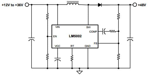 Typical Application Circuit for LM5002 High Voltage Switch Mode Regulator