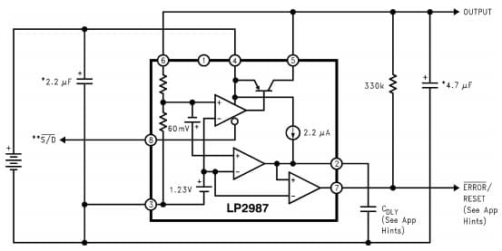 Typical Application Circuit for LP2988 Micro-power, 200mA Ultra Low-Dropout Voltage Regulator