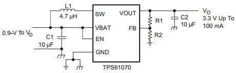 Typical Application Circuit for TPS61071 90% Efficient Synchronous Boost Converter with 600mA Switch