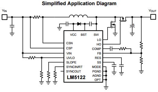 Typical Application Circuit for LM5122 Wide Input Synchronous Boost Controller with Multiple Phase Capability