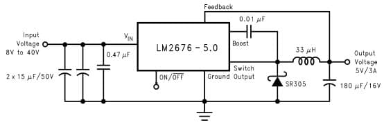 Typical Application Circuit for LM2676 Simple Switcher High Efficiency 3A Step-Down Voltage Regulator