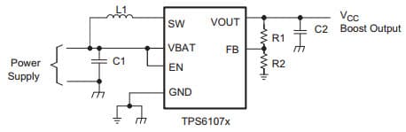 Typical Application Circuit for TPS61071 Power Supply Solution Having Small Total Solution Size