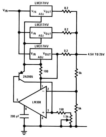 Typical Application for LM317HV Adjustable 4A Regulator