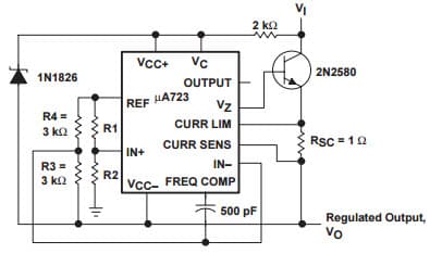 Typical Application Circuit for UA723 Positive Floating Regulator