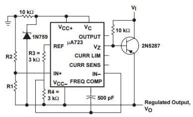 Typical Application Circuit for UA723 Negative Floating Regulator