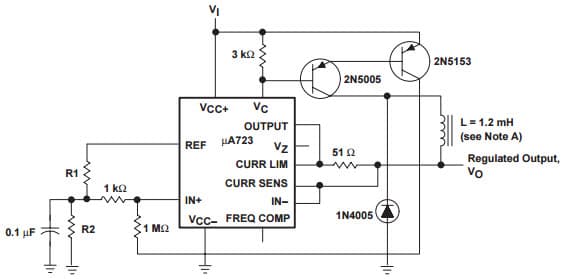 Typical Application Circuit for UA723 Positive Switching Regulator