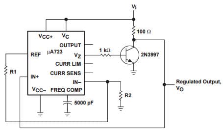 Typical Application Circuit for UA723 Shunt Regulator