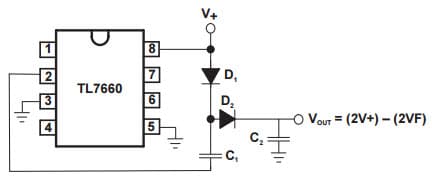 Typical Application Circuit for TL7660 Positive-Voltage Doubler