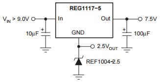 Typical Application Circuit for REG1117 Low Dropout Positive Regulator with Reference