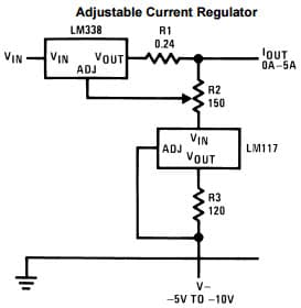 Typical Application Circuit for LM338 Adjustable Current Regulator