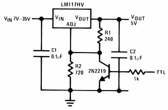 Typical Application for LM317HV 5V Logic Regulator with Electronic shut-down