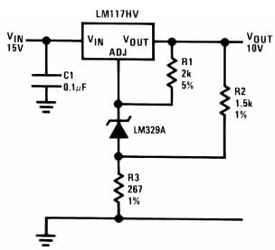 Typical Application for LM117HV High Stability 10V Regulator