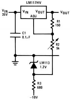 Typical Application for LM117HV, 0 to 30V 3-terminal Adjustable Regulator