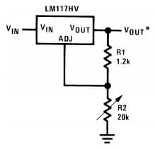 Typical Application for LM317HV 1.2V - 20V Regulator with Minimum Program Current