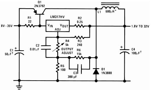 Typical Application for LM317HV Low Cost 3A Switching Regulator