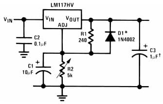 Typical Application for LM317HV Adjustable Regulator with Improved Ripple Rejection