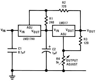 Typical Application for LM317HV for Tracking Pre-regulator