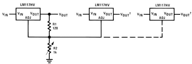 Typical Application for LM317HV Adjustable Multiple On-Card Regulators with Single Control