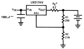 Typical Application for LM117HV 3-terminal Adjustable Regulator for 12V Battery Charger