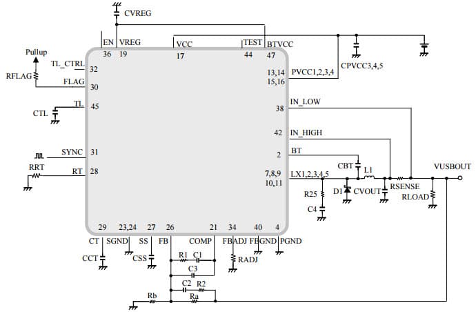 Typical Application Circuit for AN33017UA VIN = 5 to 39 V, 1-channel DC-DC Step down Regulator integrated N-channel Power MOSFET