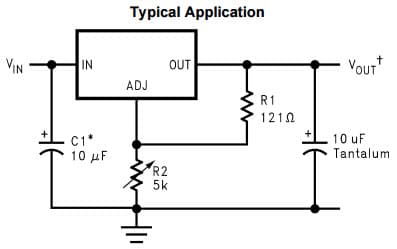 Typical Application Circuit for LM1085 3A Low Dropout Positive Regulator