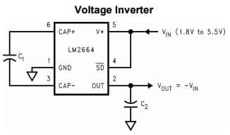 Typical Application Circuit for LM2664 Switched Capacitor Voltage Inverter