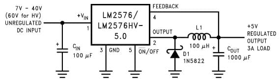 Typical Application Circuit for LM2576 Series SIMPLE SWITCHER 3A Step-Down Voltage Regulator