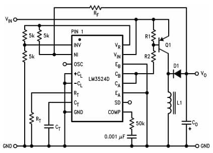 Typical Application Circuit for LM3524D Boosted Current Polarity Inverter