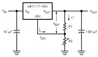 Typical Application Circuit for LM1117I Basic Adjustable Regulator