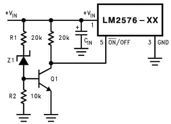 Typical Application Circuit for LM2576 Under voltage Lockout for Buck Circuit