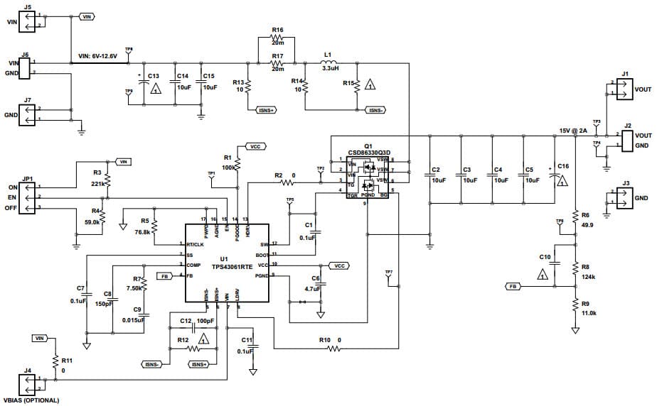 Typical Application Circuit for TPS43061 Synchronous Boost Converter