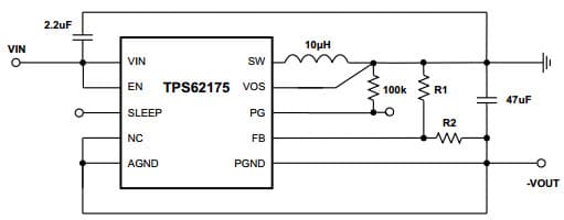 Typical Application Circuit for TPS62177 Inverting Buck-Boost Converter