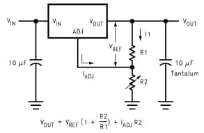 Typical Application Circuit for LM1085 Basic Adjustable Regulator