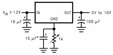 Typical Application Circuit for LM1085 Adjustable Fixed Regulator